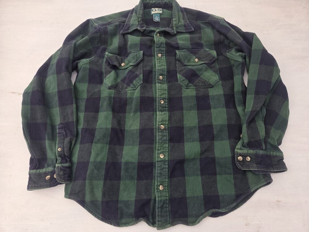 Guide Series Mens Size XLT Flannel Heavy Button Up Plaid Green Blue Flannel
